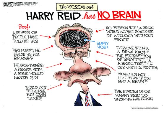 Harry Reid has no brain - Rasmussen cartoon 550w384h